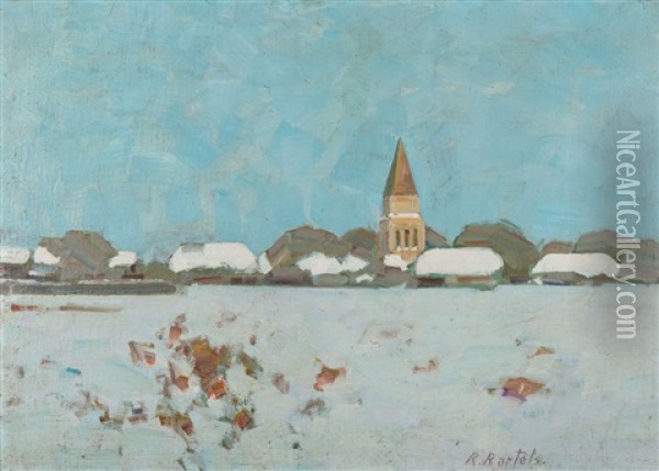 Schwaan Im Winter Oil Painting - Rudolf Bartels