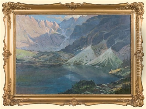 Mountain Lake (morskie Oko) Oil Painting - Aleksander Sarnowicz