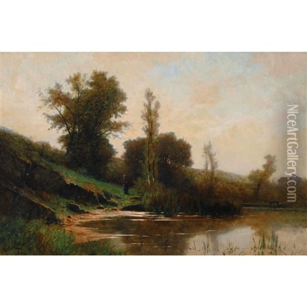 A Morestel, Dauphine Oil Painting - Gustave Eugene Castan