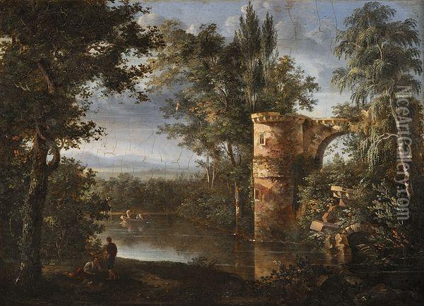 Vue Romantique D'un Lac Oil Painting - Isidore Dagnan