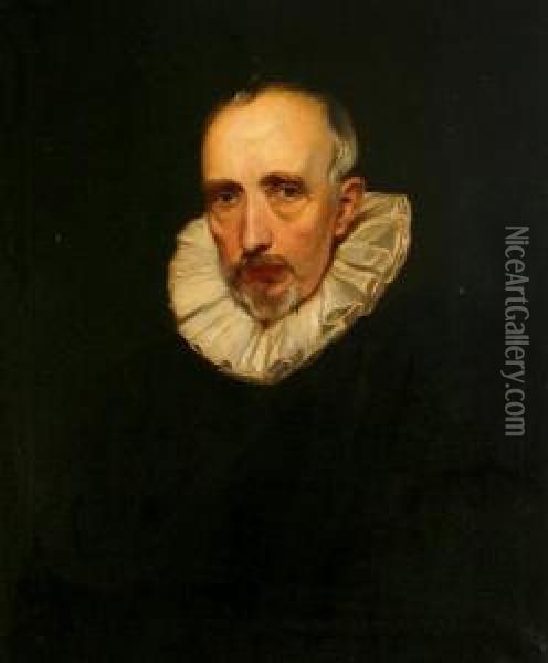 A Portrait Of A Gentleman In A White Ruffcollar Oil Painting - Diego Rodriguez de Silva y Velazquez