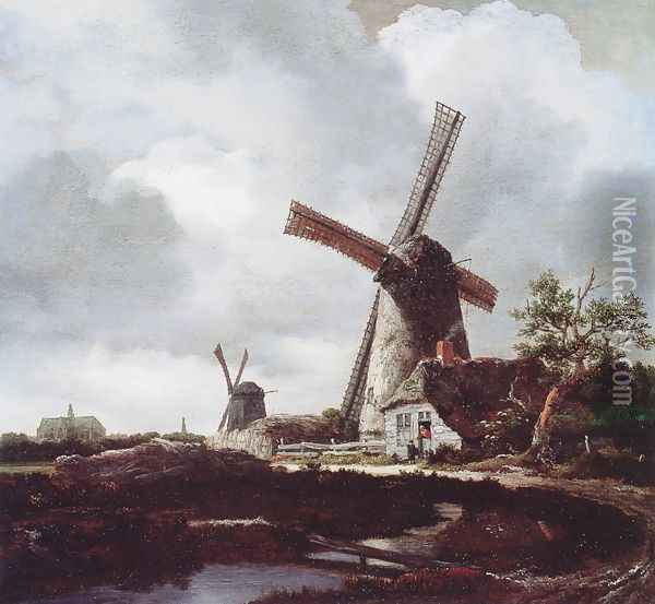 Landscape With Windmills Near Haarlem Oil Painting - Jacob Van Ruisdael