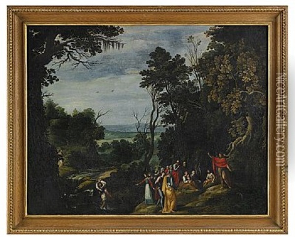 Johannes Doparen Predikar Pa Berget Oil Painting - Karel van Mander the Younger