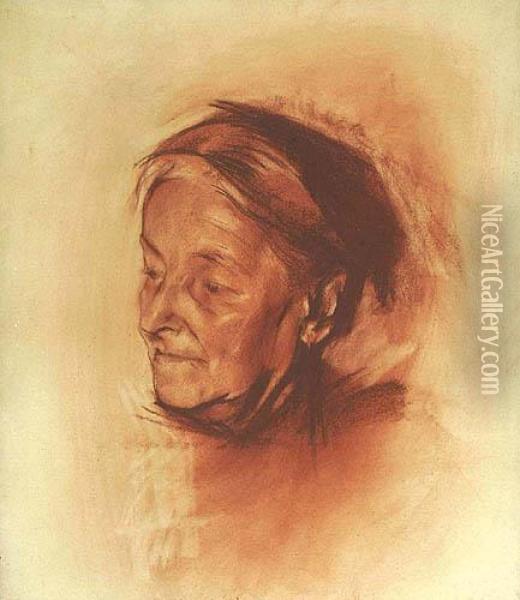 Portret Matki Artysty, Kunegundy Krzyzanowskiej, Ok. 1905 Oil Painting - Konrad Krzyzanowski