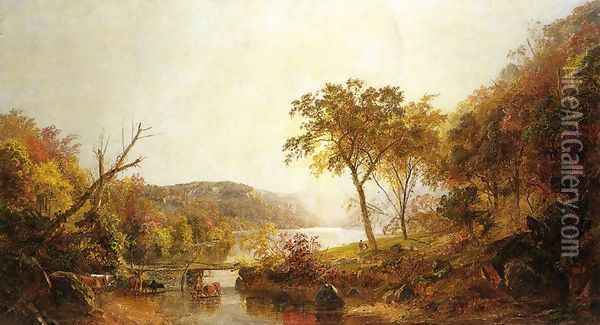 Autumn on Ramapo River, New Jersey Oil Painting - Jasper Francis Cropsey