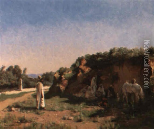 Arabs At Rest Oil Painting - Paul Jean Baptiste Lazerges