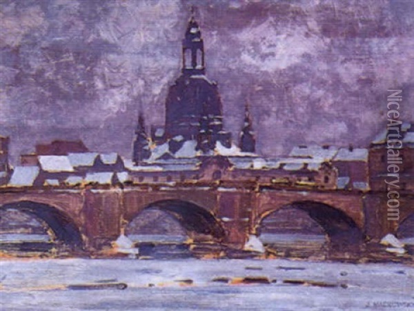 Frauenkirche In Dresden Oil Painting - Siegfried Mackowsky