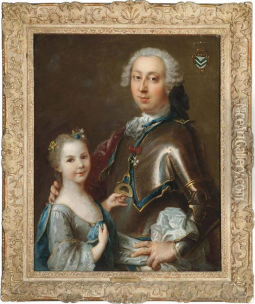Double Portrait Of A Gentleman Oil Painting - Louis Tocque