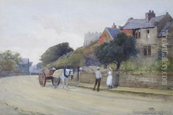 An English Village Oil Painting - Carleton Grant