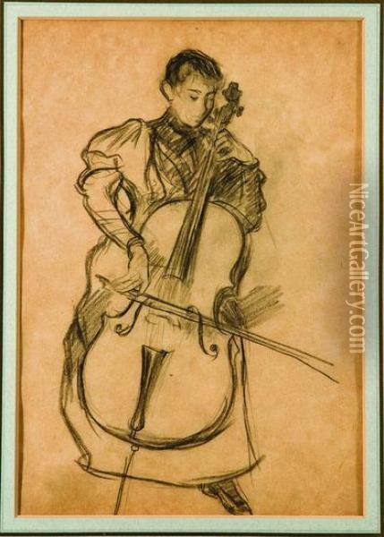 The Cello Player Oil Painting - Walter Westley Russell