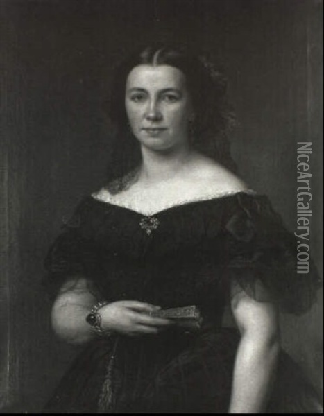 Portrat Der Anna Mathilde Freyfrau Von Hohenhausen Oil Painting - Pieter Gerardus Bernhard