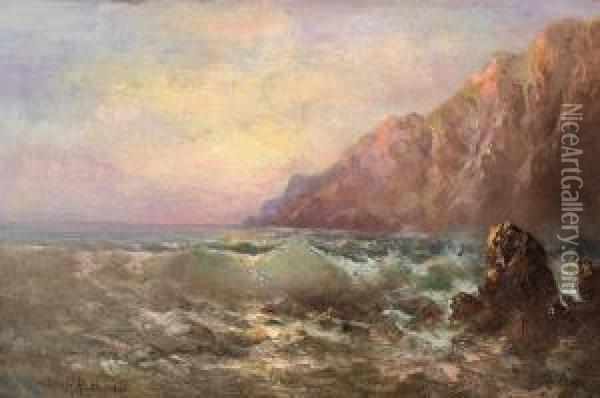 Coastal Sunset Oil Painting - Charles Henry Harmon