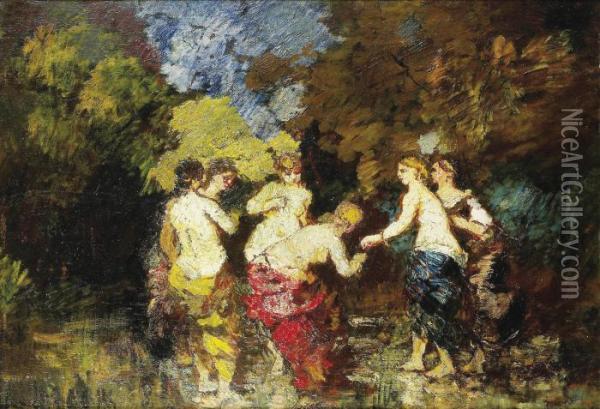 Six Baigneuses Oil Painting - Adolphe Joseph Th. Monticelli