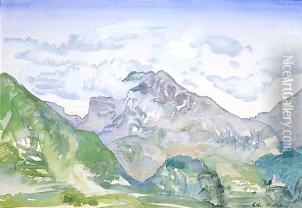 Mountains Oil Painting - Arthur Bowen Davies