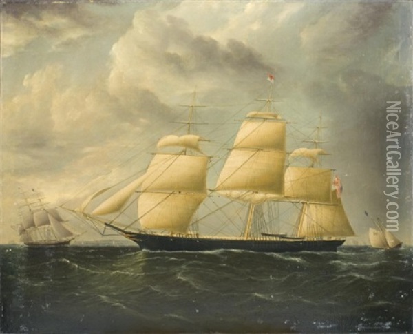 The American Clipper Ship Tinqua Oil Painting - James Edward Buttersworth