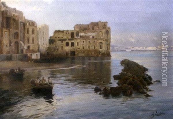 Barques Dans La Baie De Naples Oil Painting - Andrea Landini