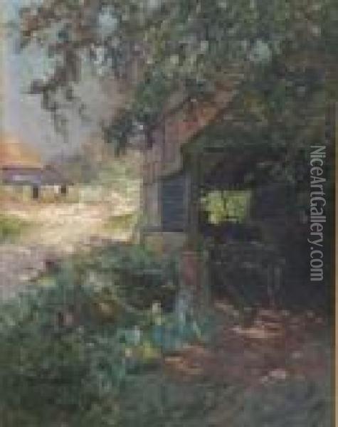 The Cart Shed Oil Painting - Alfred de Breanski