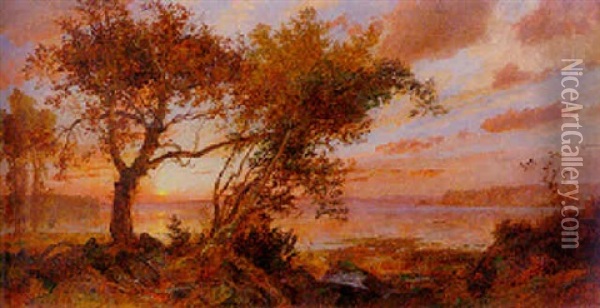 Sunset, Hastings-upon-hudson Oil Painting - Jasper Francis Cropsey