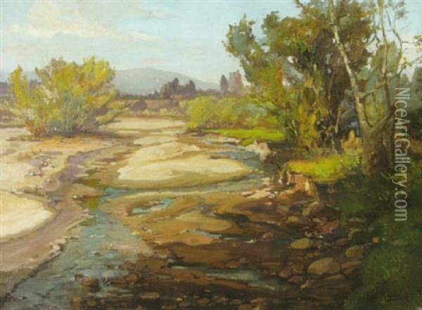 A Babbling Brook Oil Painting - Franz Arthur Bischoff