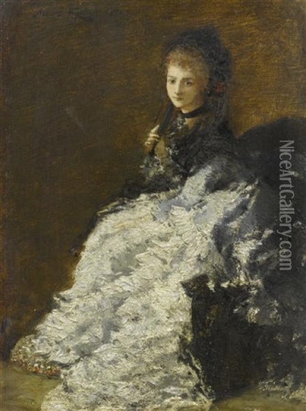 Portrait Einer Dame Oil Painting - Albert von Keller