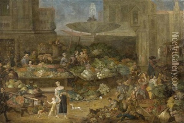 Marktszene Oil Painting - Hendrick Frans van Lint