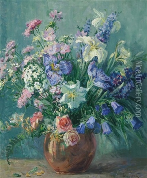 Floral Bouquet Oil Painting - Matilda (Van Wyck) Browne