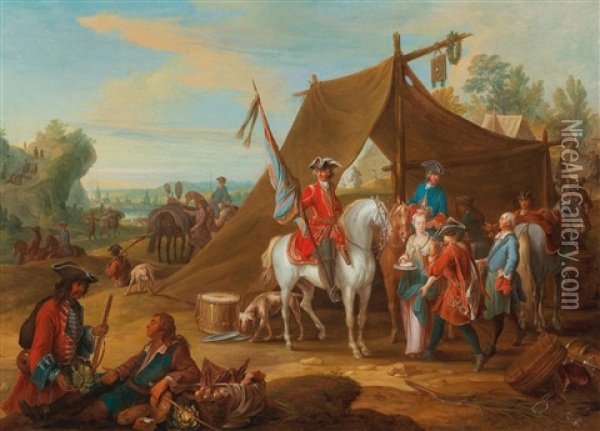 The Household Cavalry Of The Duke Of Savoy With A Standard Bearer Oil Painting - Jan Peeter Verdussen