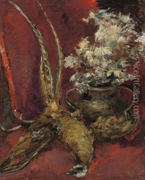 Still Life With Flowers In A Vase And Pheasant Oil Painting - Konstantin Alexeievitch Korovin