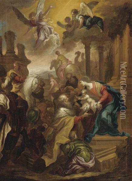 Adoration Of The Magi Oil Painting - Bartolomeo Biscaino