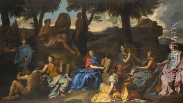 Apollo And The Muses On Mount Parnassus Oil Painting - Francois Verdier