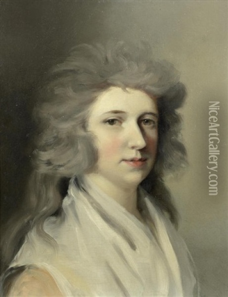 Portrait Of A Lady, Bust Length Oil Painting - Henry Walton