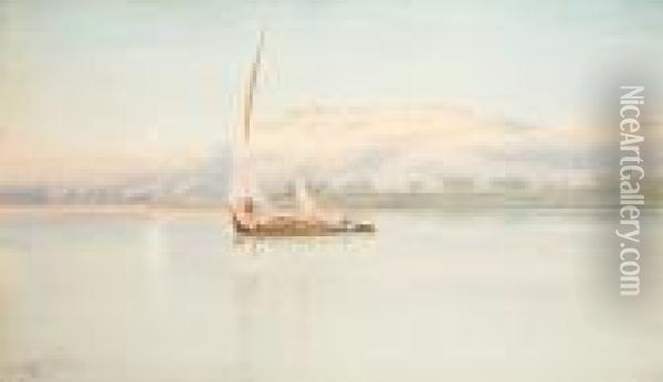Dhows On The Nile Oil Painting - Augustus Osborne Lamplough