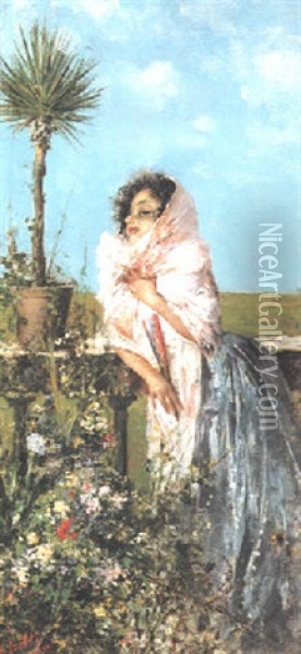 Lo Scialle Rosa Oil Painting - Vincenzo Irolli