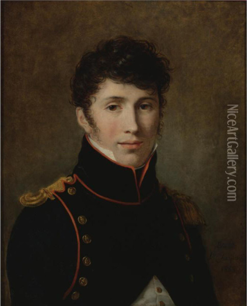Portrait Of A Young Officer Oil Painting - Constance M. Blondel Charpentier