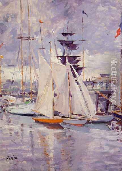 The Harbor at Deauville Oil Painting - Paul Cesar Helleu