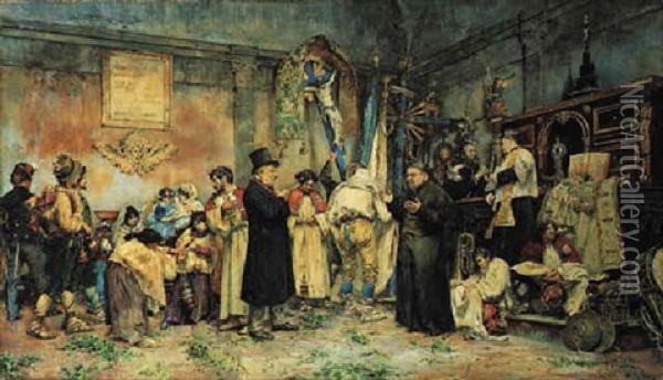 After The Procession Oil Painting - Augusto Corelli