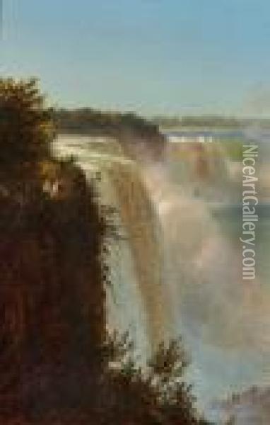 Sunny Day At Niagara Falls Oil Painting - Ferdinand Reichardt