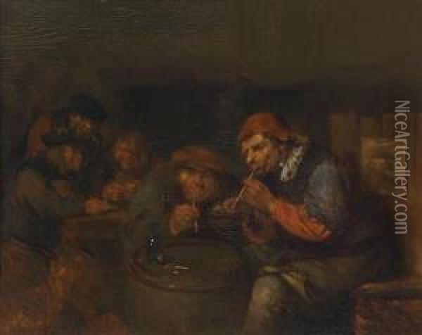 A Tavern Interior With Carousingpeasants Oil Painting - Egbert Jaspersz. van, the Elder Heemskerck