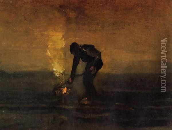 Peasant Burning Weeds Oil Painting - Vincent Van Gogh