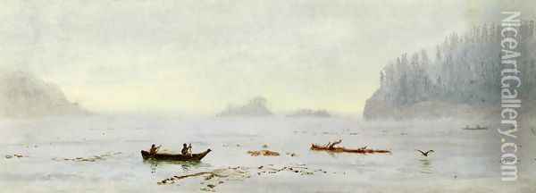 Indian Fisherman Oil Painting - Albert Bierstadt
