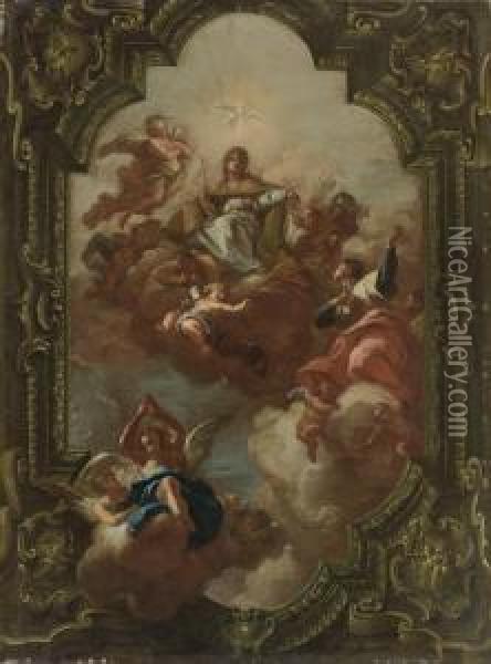 The Glorification Of The Roman Church: A Bozzetto For A Ceiling Oil Painting - Nicola Maria Rossi