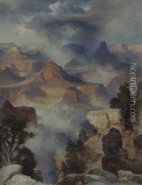 Grand Canyon, Colorado River Oil Painting - Thomas Moran