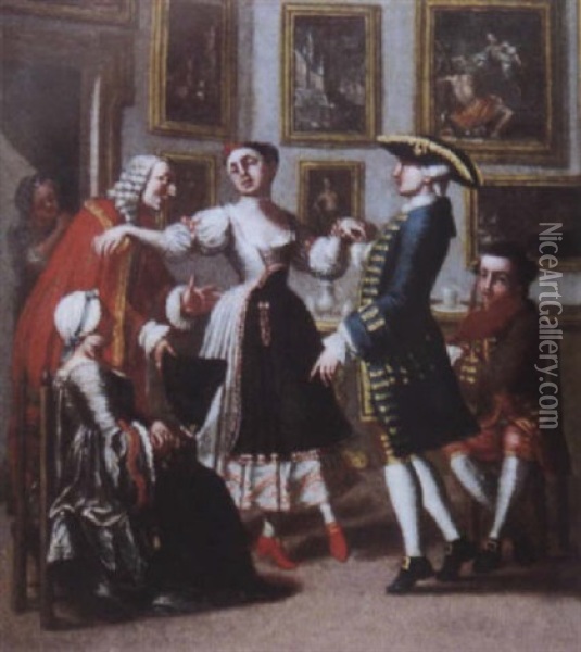 La Lecon De Danse Oil Painting - Giuseppe De Gobbis