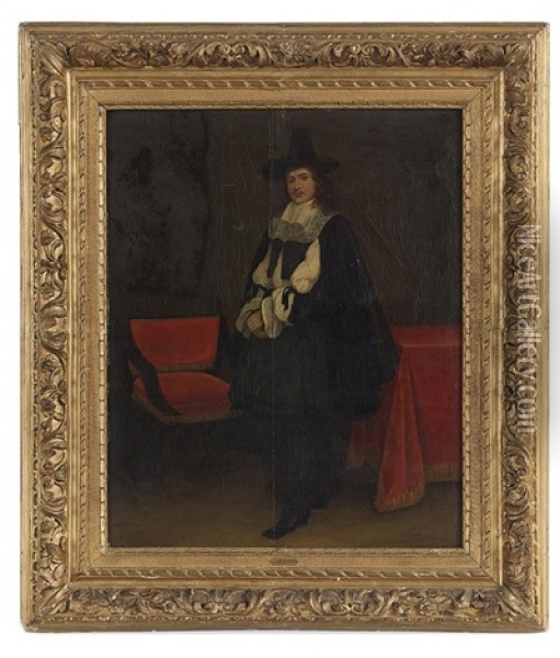 Portrait Of A Gentleman Standing In An Interior Oil Painting - Gerard ter Borch the Younger