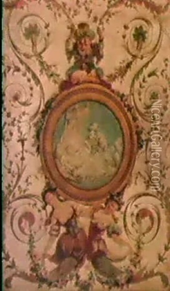 Un Panneau De Porte Pour Un Cabinet Turc Oil Painting - Jules Antoine Rousseau