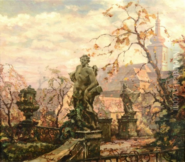 Podzimni Mala Strana Oil Painting - Iaro Prochazka