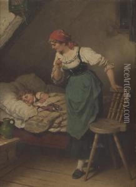 Mutter Mit Schlafendem Jungen Oil Painting - Wilhelm Sen Roegge
