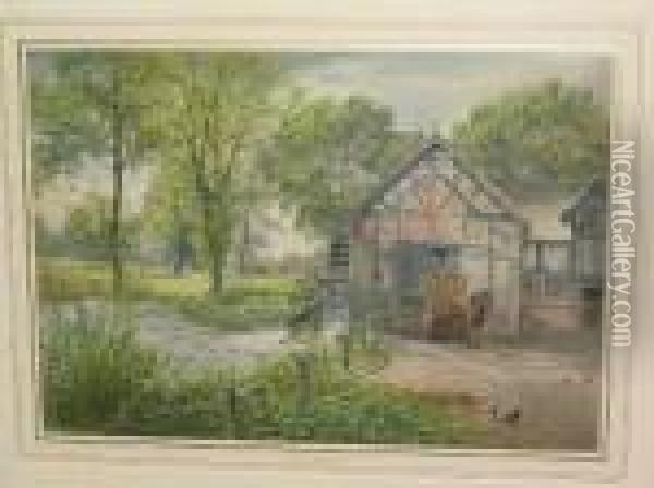 A Cheshire Watermill Oil Painting - William Robinson
