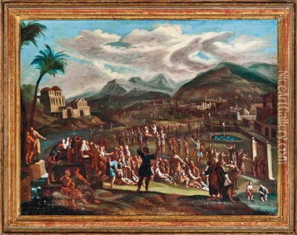 The Procession Of The Ark Of The Covenant Before Jerusalem Oil Painting - Johannes Jacob Hartmann