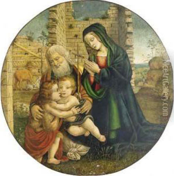 Sacra Famiglia Con San Giovannino Oil Painting - Filippino Lippi